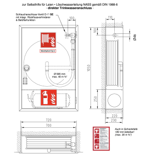 UP Wandhydrantenschrank Typ S Wandhydrant, inkl. Feuerlöscherfach unten